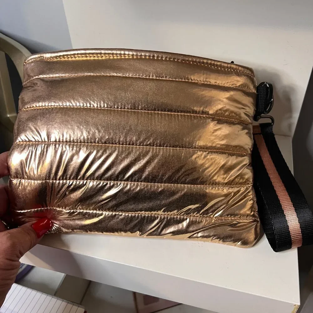 Think Royln Rose Gold Metallic‎ Quilted Wristlet